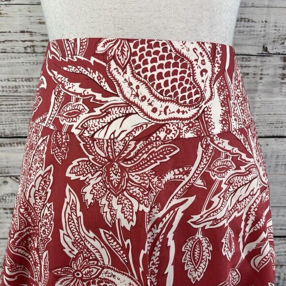 Talbots Skirt size 8 Petite Salmon Pink Paisley Knee A Line Modest Church Casual - Picture 4 of 9